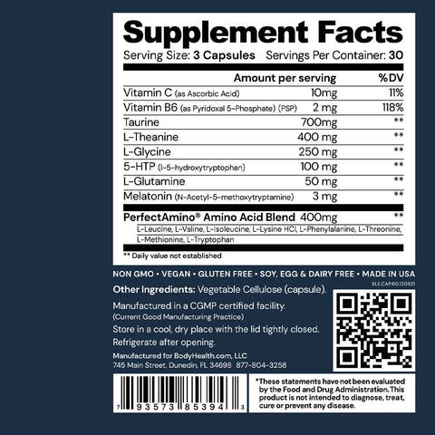 BodyHealth Sleep Supplement Facts Panel